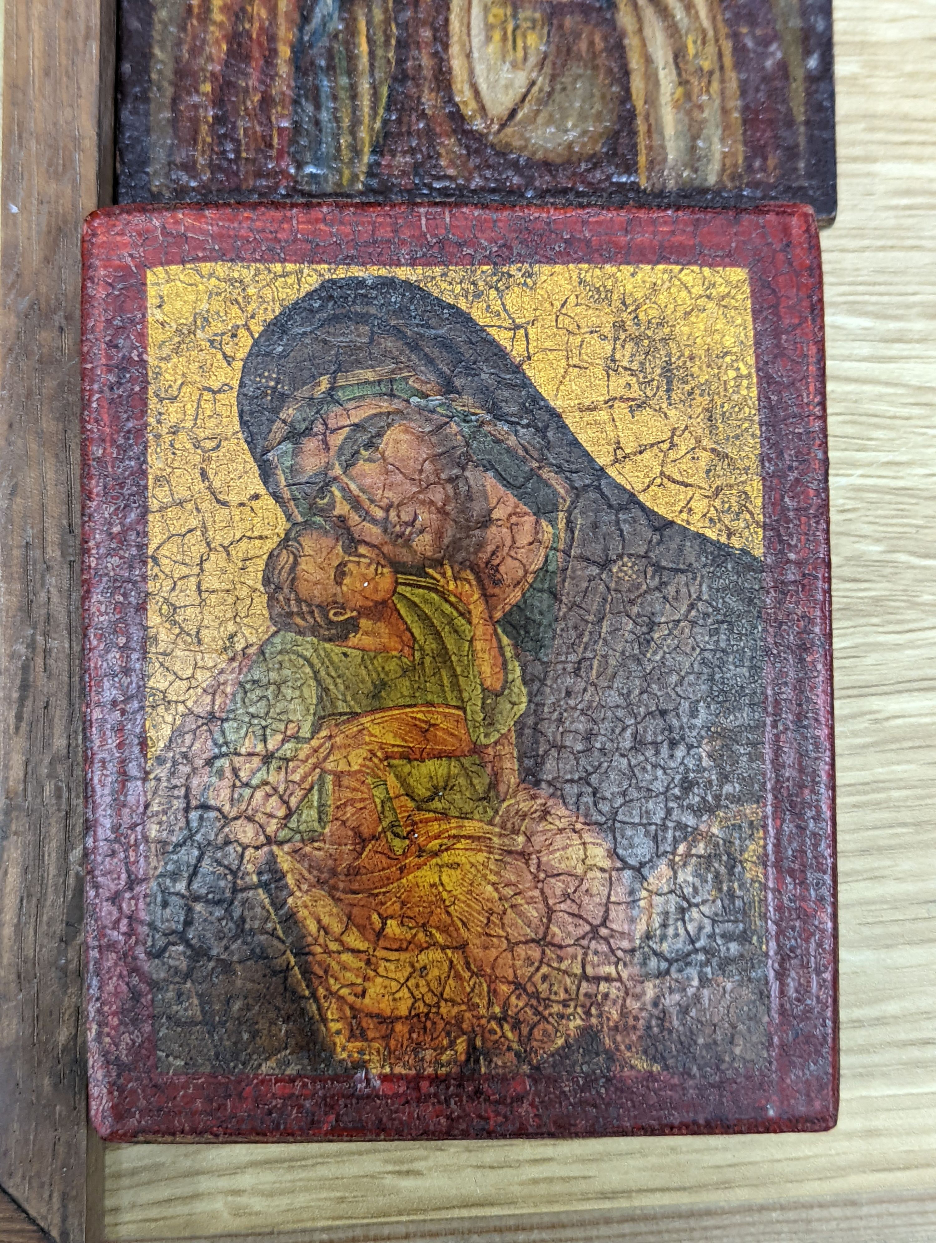 Ten assorted icons, largest 29 x 24cm